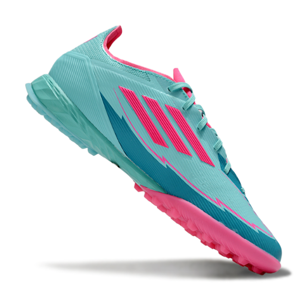 Chuteira Society Adidas F50 Elite TF Azul Claro e Rosa